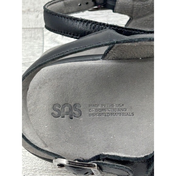 SAS Nudu Black Leather Comfort Walking Sandals Womens 9 M Made in USA - Picture 12 of 16